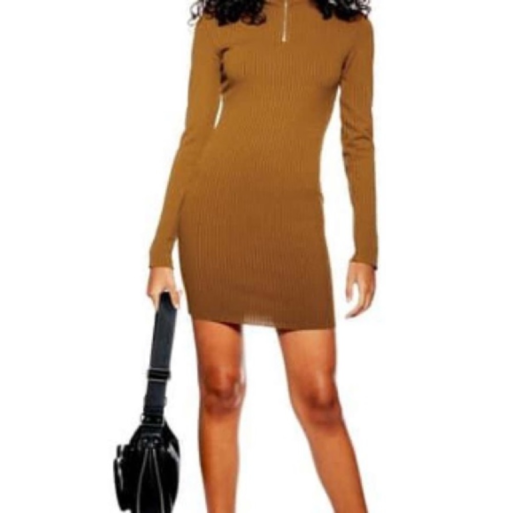 NWT Topshop Ribbed Zip Jersey Dress